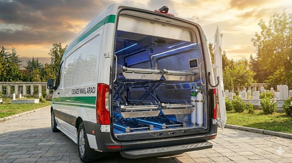 Mobil morg aracı, soğutmalı cenaze aracı, 4'lü cenaze nakil aracı, cenaze aracı teknik şartnamesi, invertörlü cenaze aracı, paslanmaz morg dizaynı.