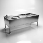 CNRİ 304 Paslanmaz Gasil Masası 217x93 | Su Yolu 5 cm 304 Paslanmaz Krom Çelik Gasil Masası | Yanları Kapalı R-XLINE CNRİ 304 Gasil Masası | Rotil Ayaklı, Montaja Hazır